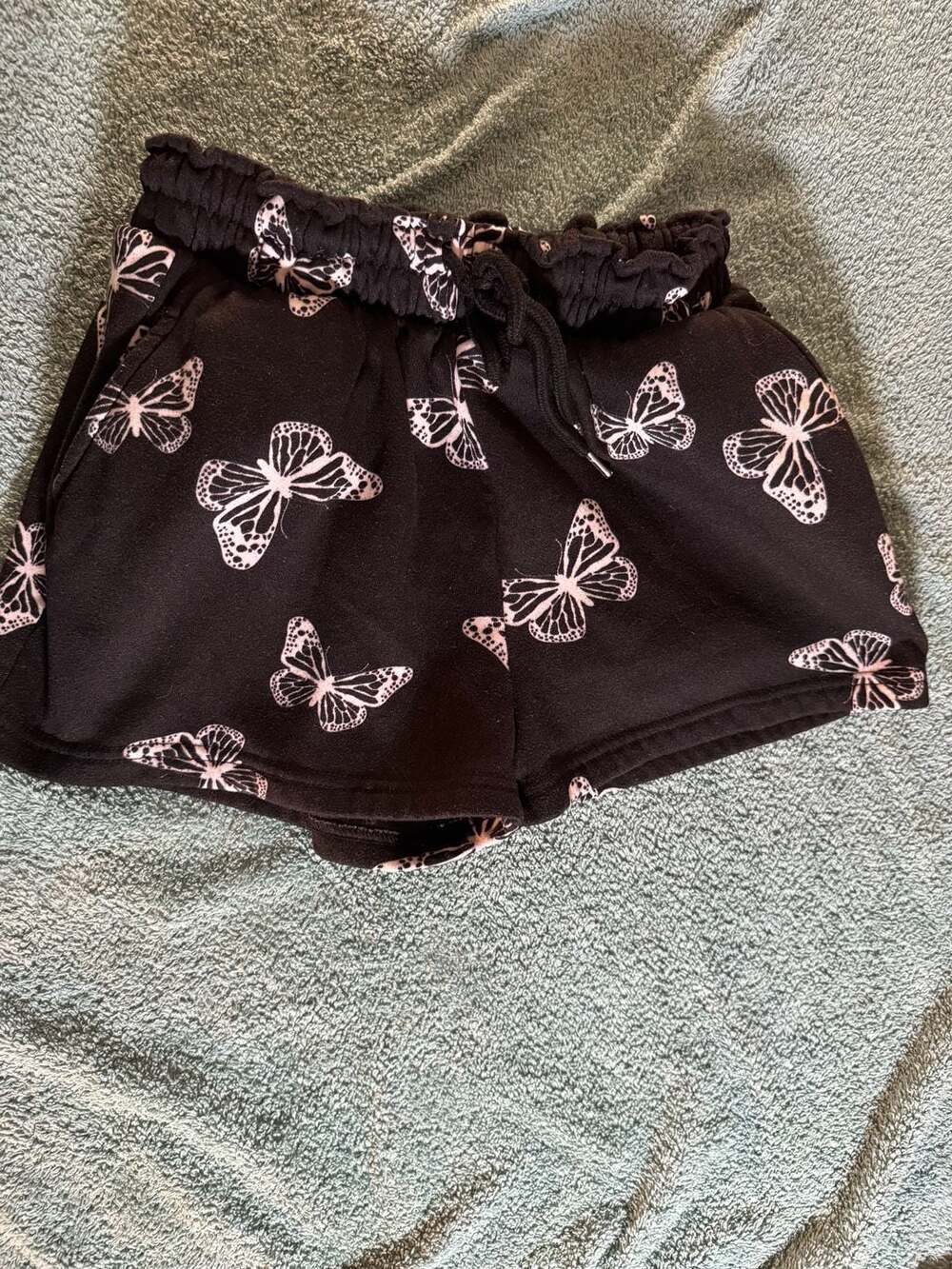 Black‎ Butterfly Print Drawstring Lounge Shorts